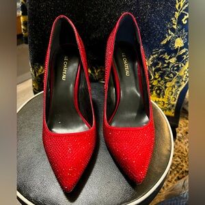 Red sparkling heels